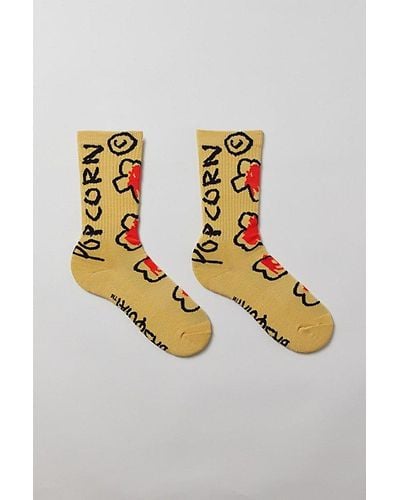 Urban Outfitters Basquiat Cheese Popcorn Crew Sock - Metallic