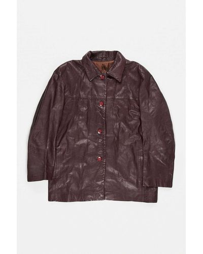 Urban Renewal One-of-a-kind Vintage Red Long Leather Jacket - Brown