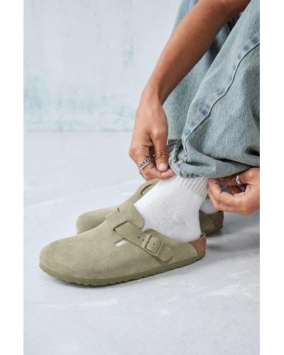 Birkenstock Faded Suede Boston Clogs - Grey