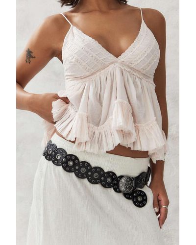 Urban Outfitters Uo Mini Leather Concho Belt - White