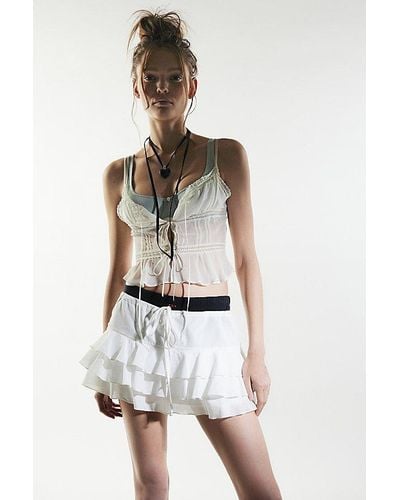 Urban Outfitters Uo Kara Ruffle Micro Mini Skirt - White