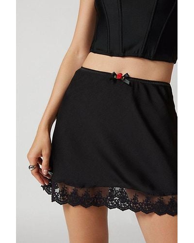 Out From Under Juliette Lace-Trim Mini Skirt - Black