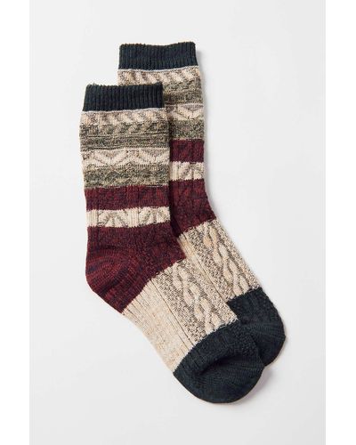 Urban Outfitters Striped Knit Crew Sock - Black