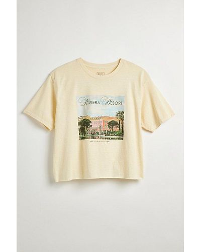 Urban Outfitters French Riviera Cropped Tee - Natural