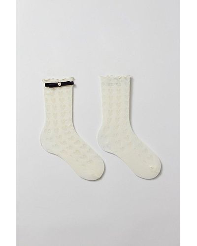Urban Outfitters Hearts & Bows Sock - White