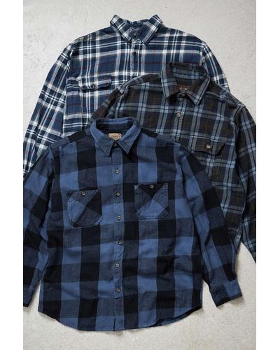 Urban Renewal Vintage Grunge Check Flannel Shirt - Blue