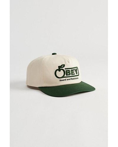 Obey Sound Twill 5-Panel Baseball Hat - Natural