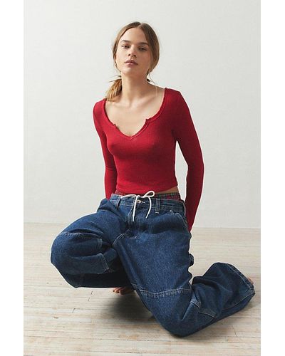 Out From Under Lias Notch Neck Top - Red