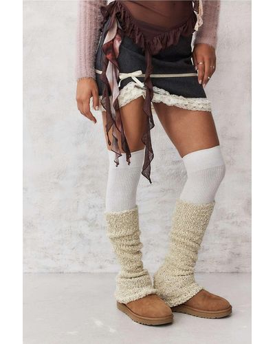 Out From Under Extra-long Glitter Leg Warmers - Natural