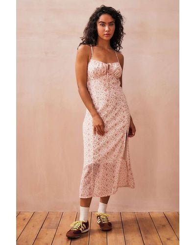 Daisy Street Floral Midi Dress Xs At Urban Outfitters - Multicolour