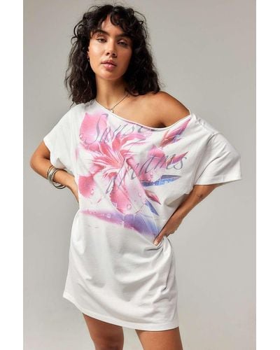 Urban Outfitters Uo Off-the-shoulder T-shirt Dress - Pink