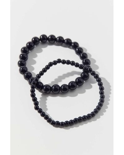 Urban Outfitters Genuine Stone Beaded Bracelet Set - Black