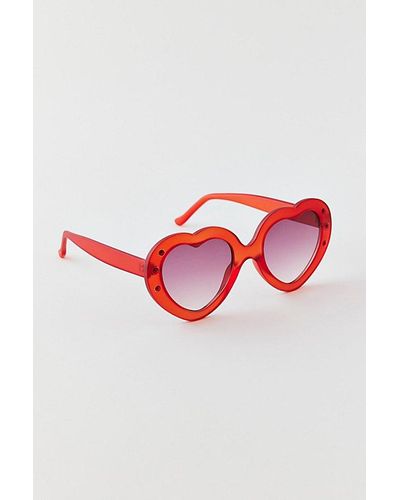 Urban Outfitters Gem Heart-Shaped Sunglasses - Red