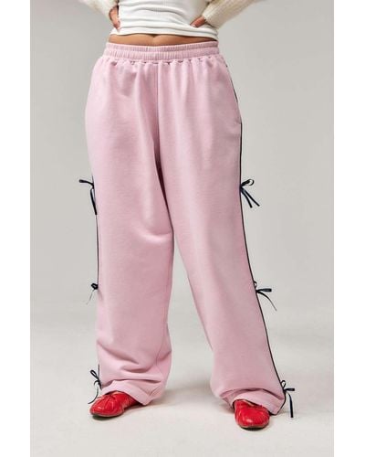Urban Outfitters Uo Bow Baggy Joggers - Pink