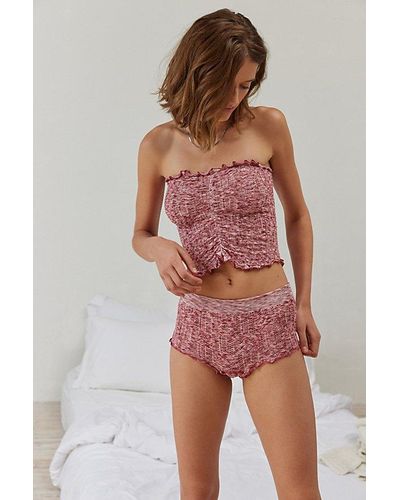 Out From Under Hello Sunshine Seamless Marled Knit Boyshort - Brown