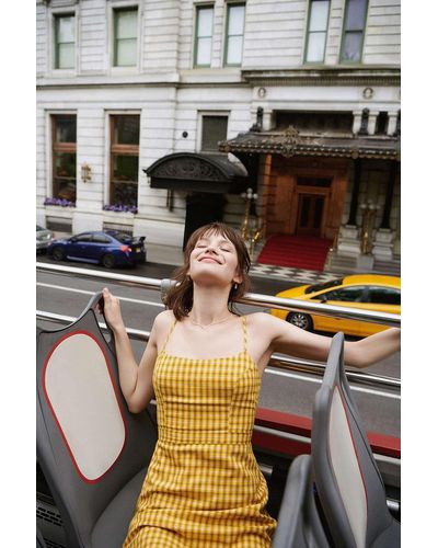 Urban Outfitters Uo Emma Plaid Mini Dress - Yellow