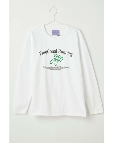 Hermanos Koumori Emotional Running Long Sleeve Tee In White,at Urban Outfitters