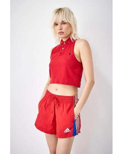 Urban Renewal Remade From Vintage Red Sleeveless Cropped Branded Polo Shirt