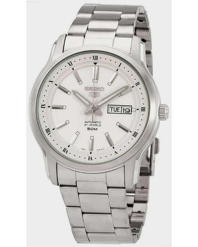 Seiko 5 White Dial Automaticsteel Watch Snkp09j1,at Urban Outfitters