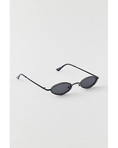 Urban Outfitters Rhinestone Slim Oval Sunglasses - Black