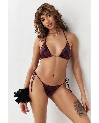 Out From Under Rose Tie-Back Triangle Bikini Top - Brown