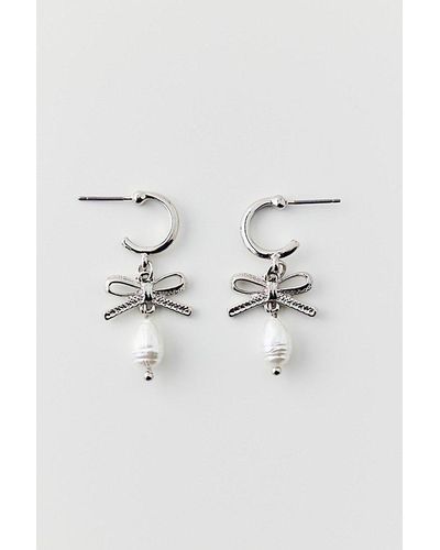 Urban Outfitters Bow Charm Hoop Earring - Metallic