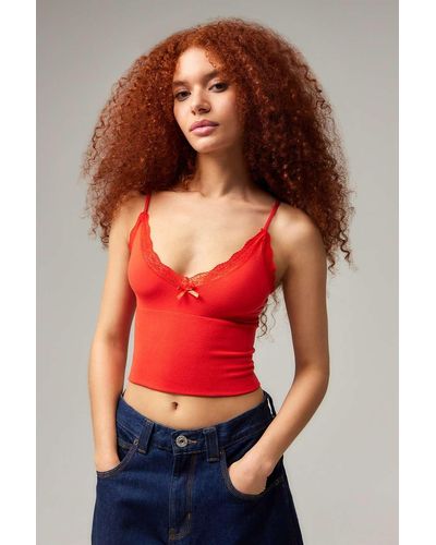 Urban Outfitters Uo Ren Lace Cami - Red