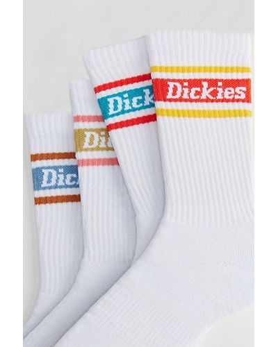 Dickies Rugby Stripe Crew Sock 4-Pack - White