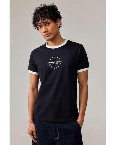 Urban Outfitters Uo Black Germany Ringer T-shirt - Blue