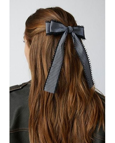 Urban Outfitters Gingham Hair Bow Barrette - Brown