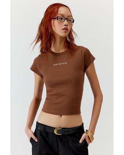 French Connection Cool As Fcuk Baby Tee - Brown