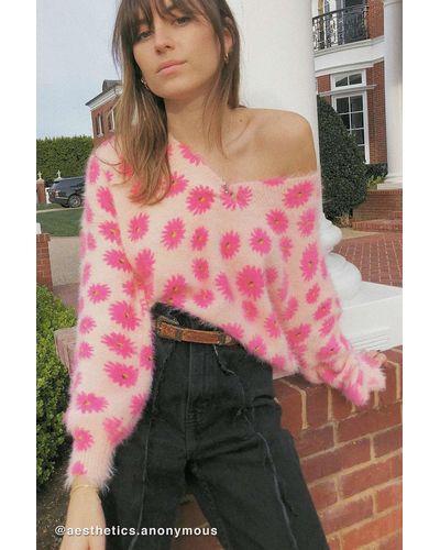 Urban Outfitters Uo Keeley Eyelash Knit Pullover Sweater - Pink