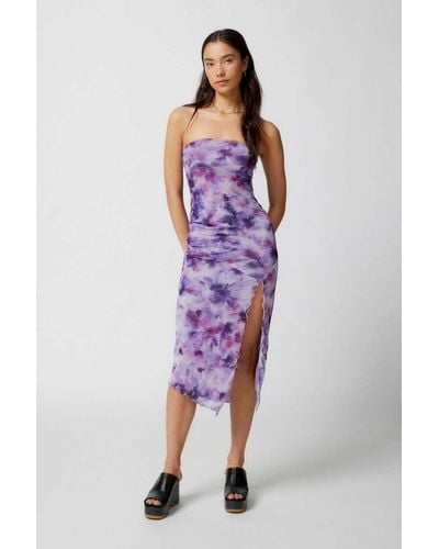 Urban Outfitters Uo Samara Mesh Strapless Midi Dress - Purple