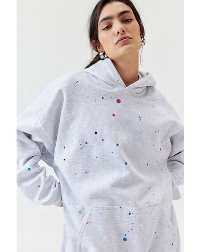 Urban Renewal Remade Paint Splatter Hoodie Sweatshirt - Blue