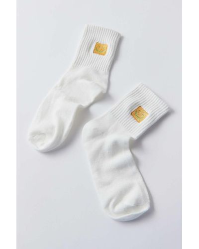 Urban Outfitters Smile Square Crew Sock - White