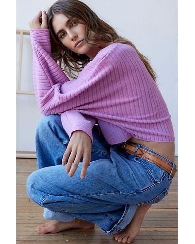 Out From Under Jordie Double Notch Long Sleeve Top - Purple