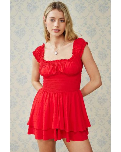 Urban Outfitters Uo Rosie Playsuit - Red