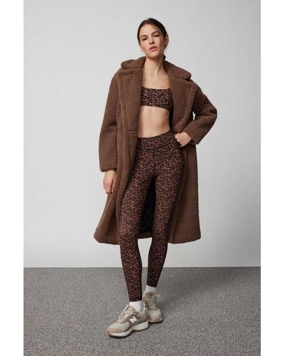 The Upside Biarritz Leopard Print Midi Legging In Animal Print,at Urban Outfitters - Brown