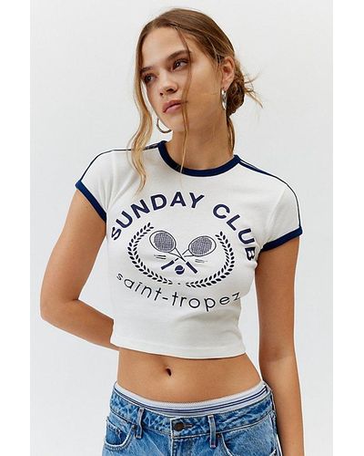 Urban Outfitters Sunday Club Saint Tropez Fitted Ringer Tee - Gray