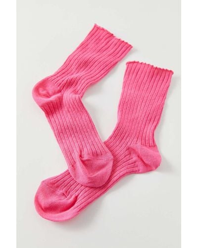Urban Outfitters Willow Pointelle Knit Crew Sock - Pink