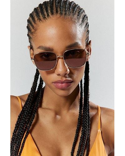 Urban Outfitters Uo Essential Metal Square Sunglasses - Brown