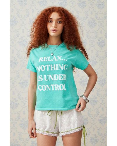 Urban Outfitters Uo Relax Nothing Is Under Control T-shirt - Green