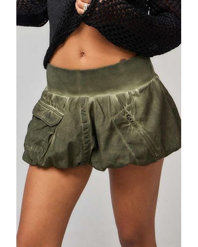 Jaded London Ozu Cargo Puffball Mini Skirt - Green