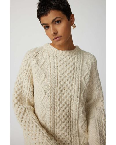Urban Renewal Vintage Fisherman Sweater In Cream,at Urban Outfitters - Natural
