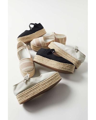 Urban Outfitters Uo Espadrille Platform Mary Jane - Black