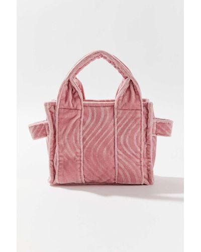 Urban Outfitters Wavy Velvet Mini Tote Bag - Pink