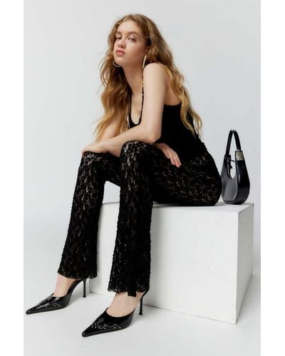 Silence + Noise Silence + Noise Sasha Sheer Lace Pant In Black,at Urban Outfitters