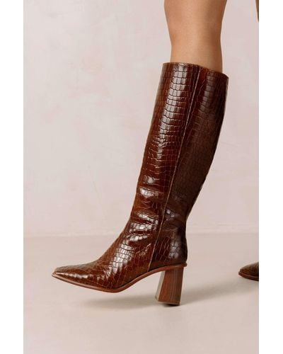 Alohas East Leather Knee High Croc Boot In Brown,at Urban Outfitters