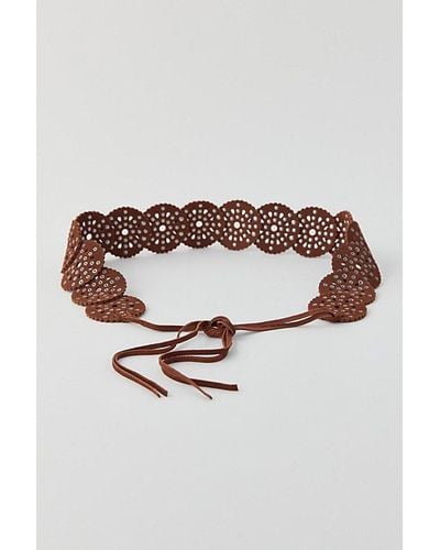 Urban Outfitters Uo Studded Circle Suede Tie Belt - Brown