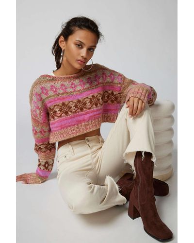 Urban Outfitters Uo Turner Cropped Fairisle Sweater - Multicolour